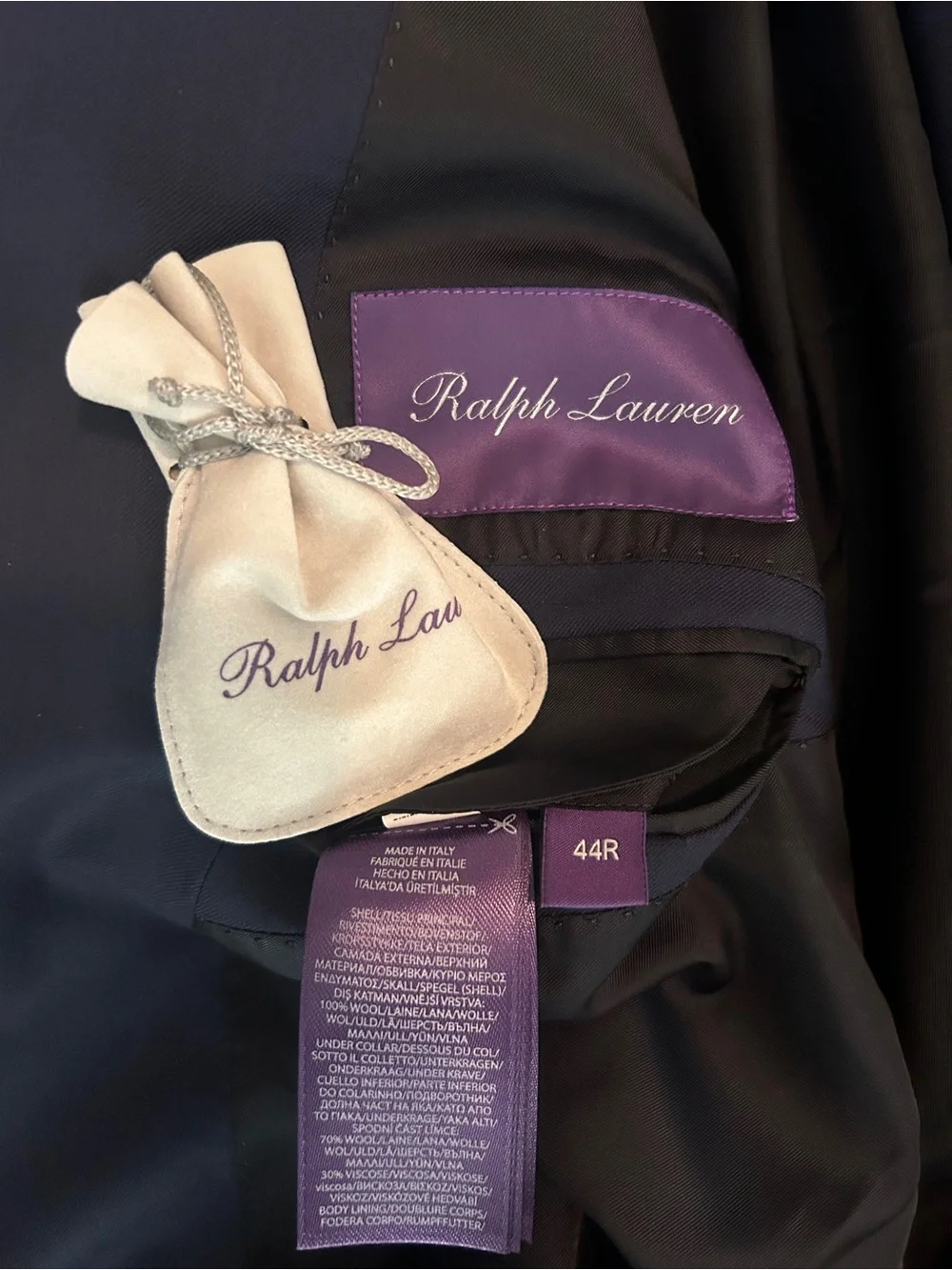 Ralph Lauren Purple Label Navy Double-Breasted Sport Coat with Gold Buttons